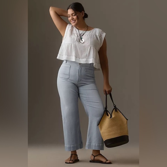 NWOT Maeve The Colette Wide Leg Jeans in Light Wash Blue 34P - Picture 3 of 6